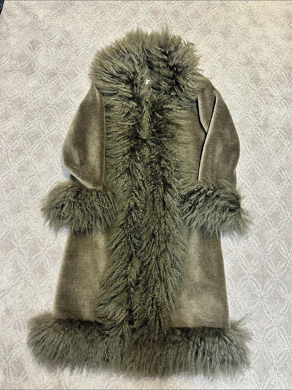 Charlotte Simone Donna Lambskin Shearling Jacket Olive Green XL NWT